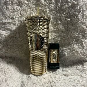 Gold Starbucks cup and key chain